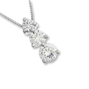 1.5 CT TW 14KW 3-Stone Moissanite Pendant