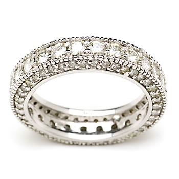 1.6 Carat Moissanite and Diamond Eternity Band In 14kt White Gold